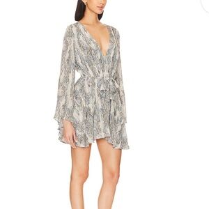 Misa Los Angeles Gray and White Mini Dress